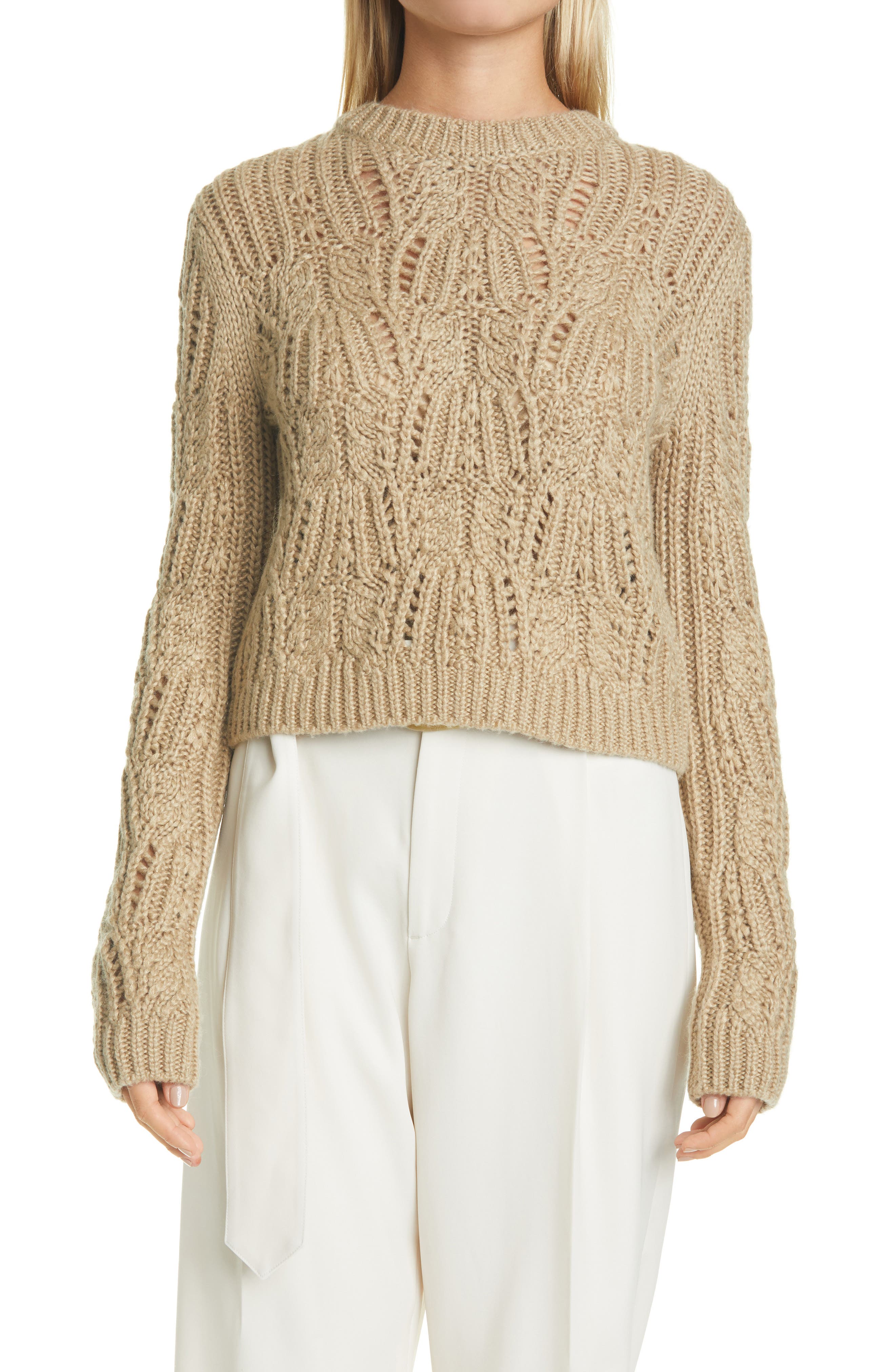 Vince VARIEGATED CABLE WOOL & MOHAIR BLEND SWEATER