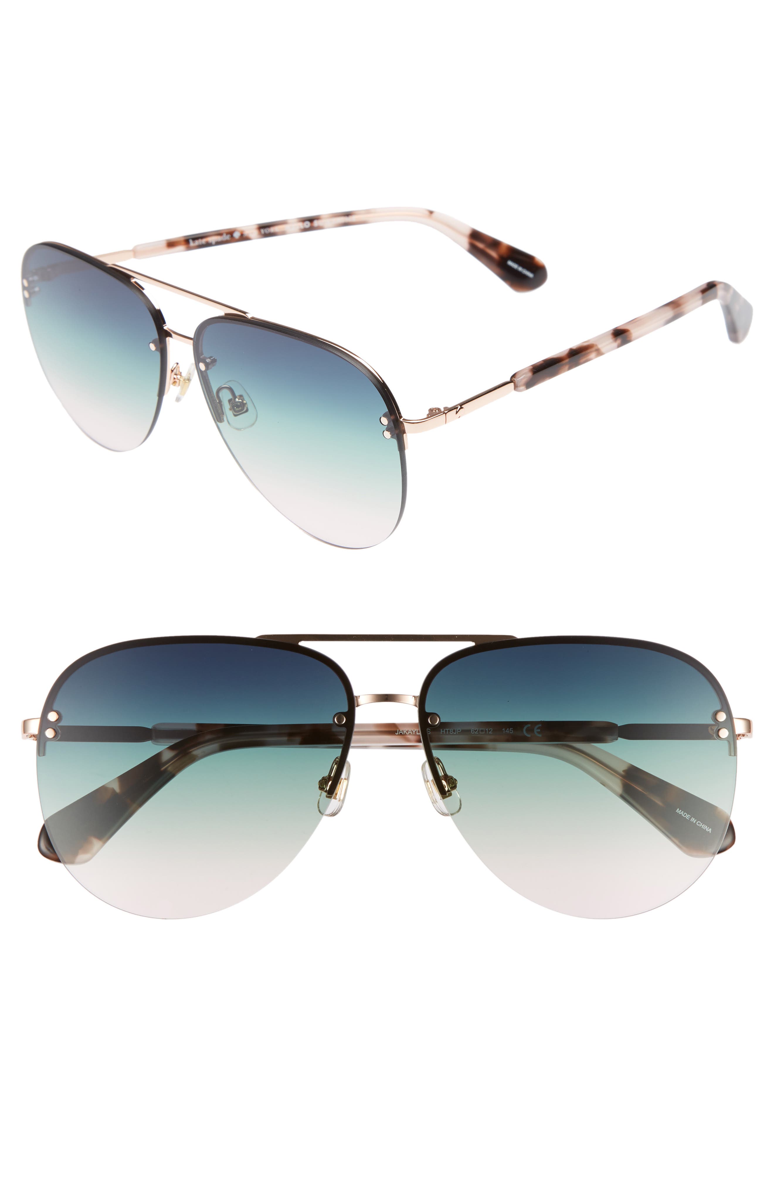 Women's Kate Spade New York Jakaylas 62mm Aviator Sunglasses - Blue Havana  | Smart Closet
