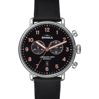 Shinola The Canfield Chrono Leather Strap Watch, 4m