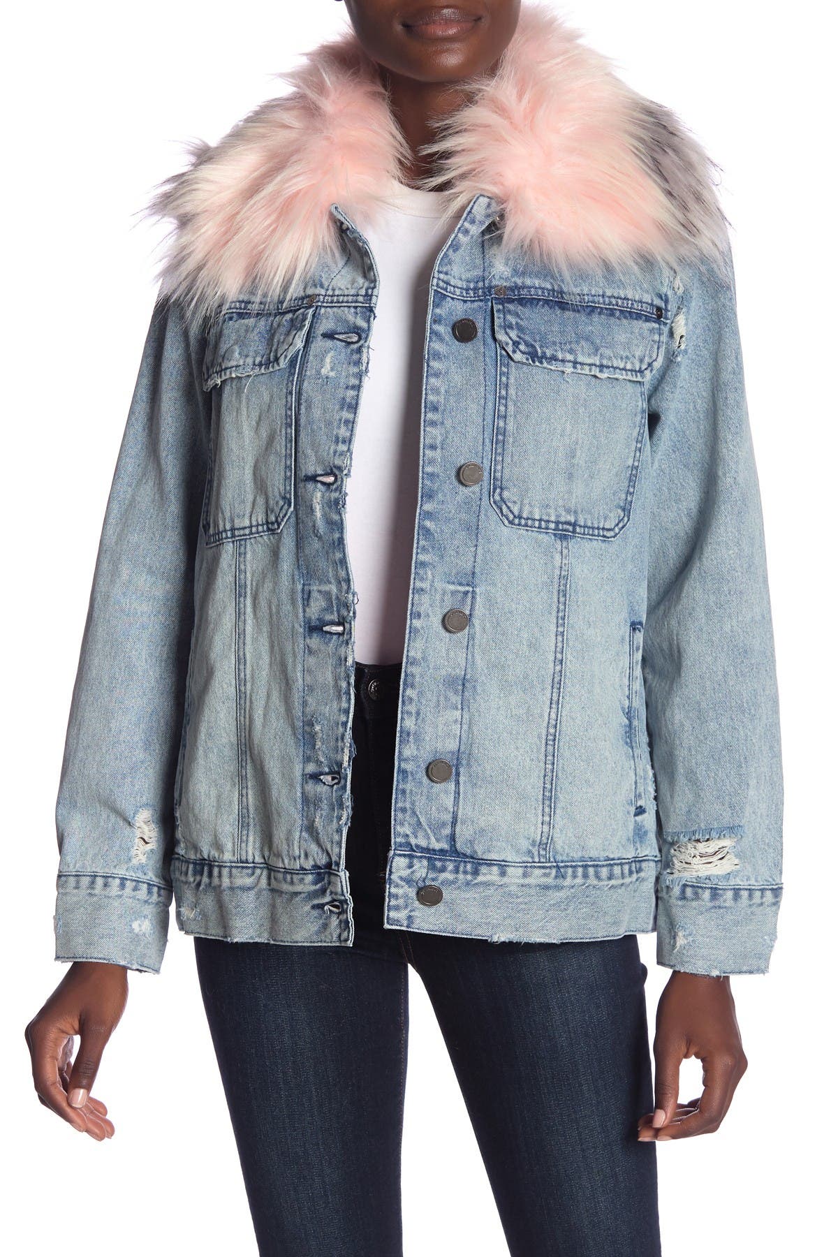 jean jacket with fur collar