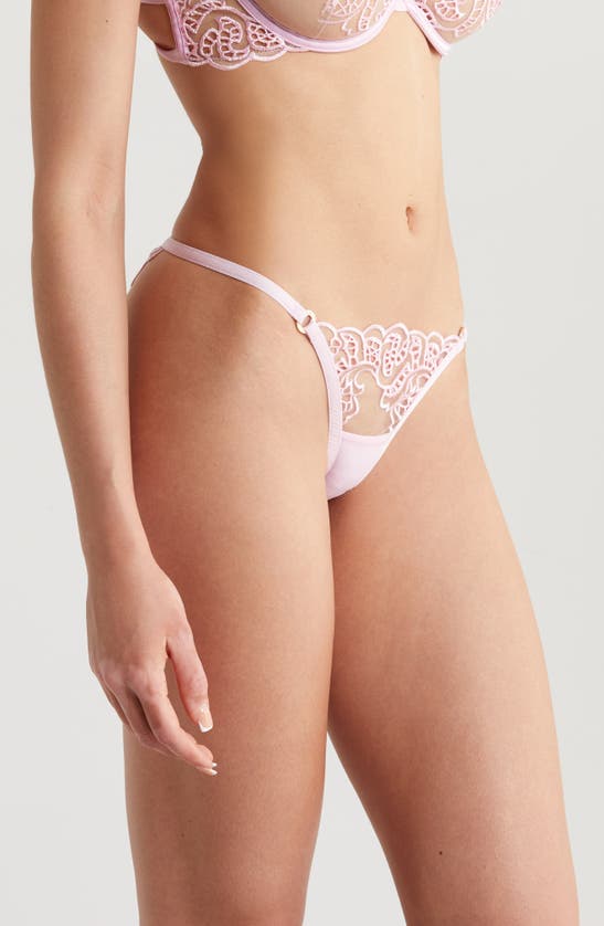 Shop Bluebella Cecily Embroidered Mesh Briefs In Pirouette Pink/sheer