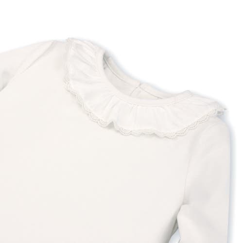 Hope & Henry Baby Girls' Ruffle Neck Knit Top, Infant In Soft White