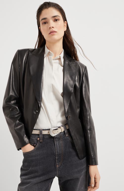 Shop Brunello Cucinelli Nappa Leather Jacket With Monili In Black