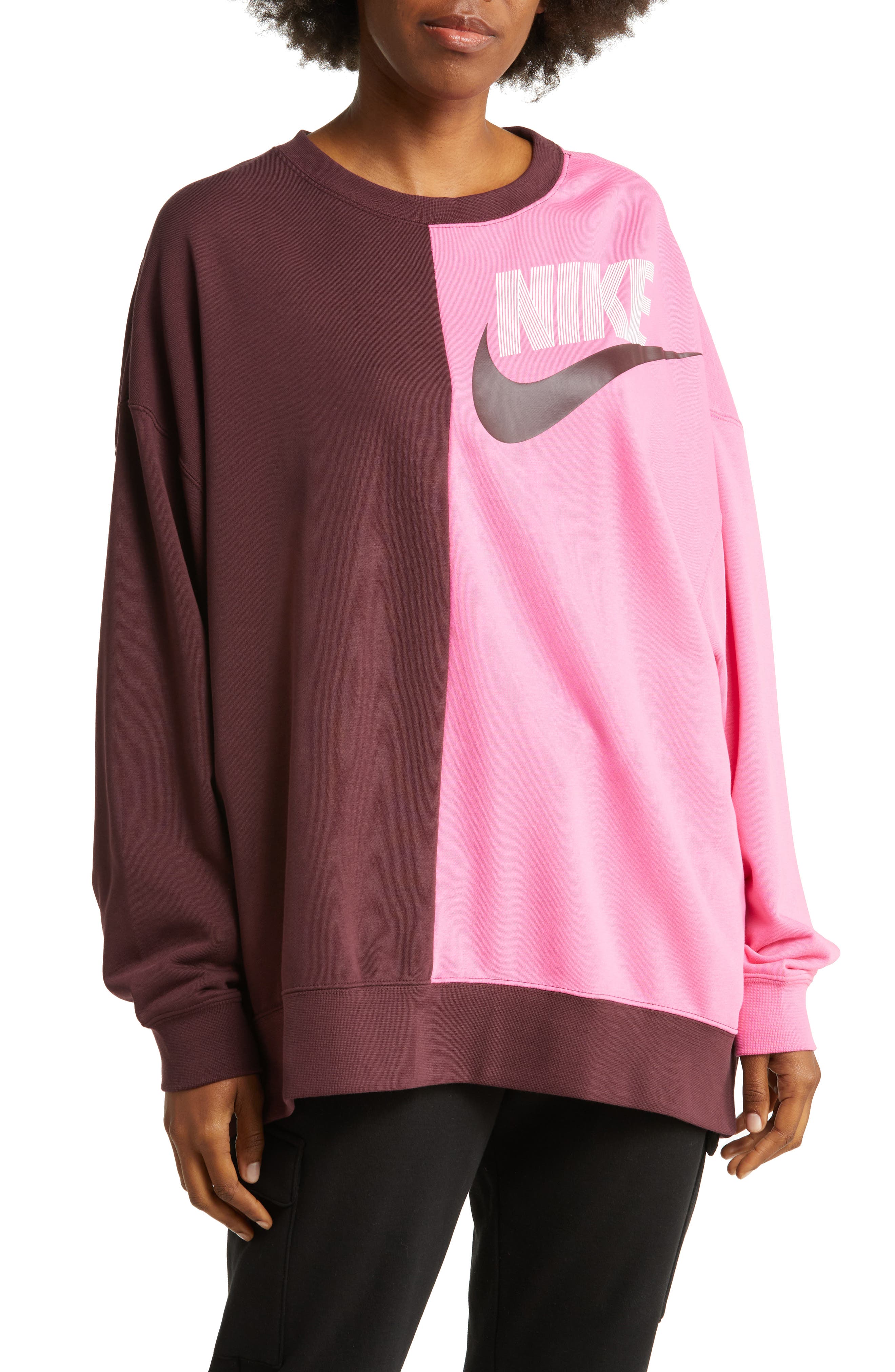 nike men's sportswear club fleece colorblock crewneck sweatshirt