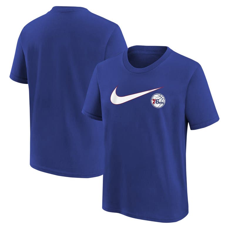 Shop Nike Youth  Royal Philadelphia 76ers Swoosh T-shirt
