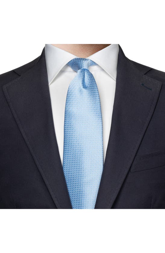 Shop Eton Chevron Neat Silk Tie In Lt/ Pastel Blue
