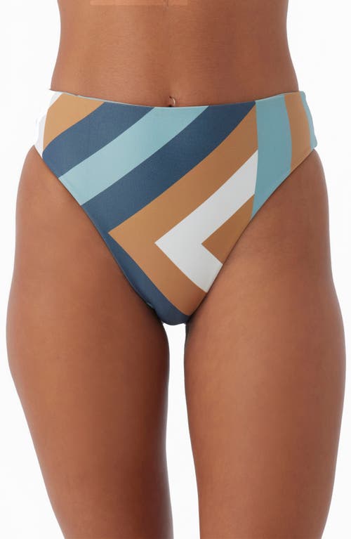 Shop O'neill Soli Geo Maxi High Waist Bikini Bottoms In Blue Multi Colored