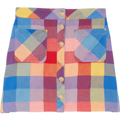 Madewell Rainbow Check Patch Pocket Miniskirt, Red