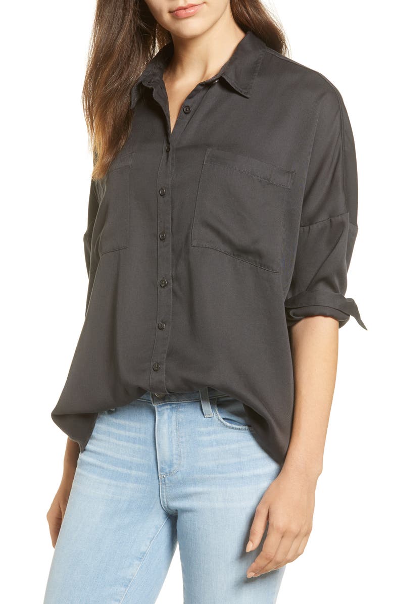 Lou & Grey Drop Shoulder Button Front Shirt | Nordstrom