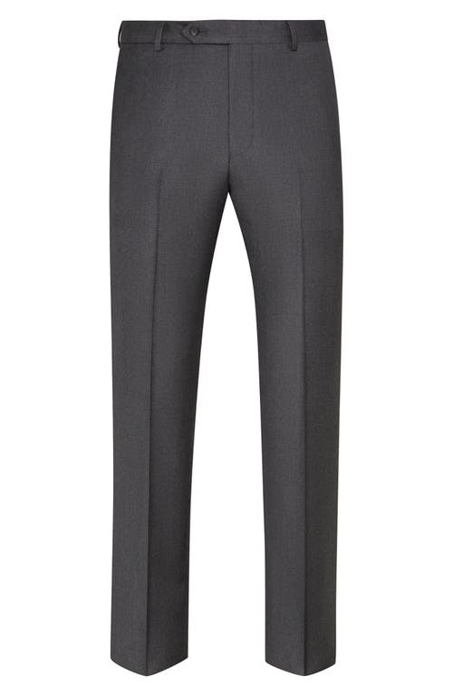 Men's Flat Front Wool Pants in Charcoal
