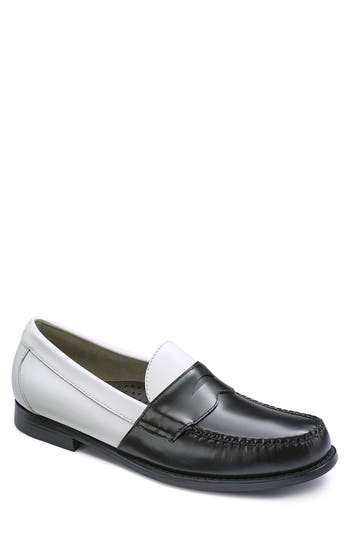 Shop G.h.bass Logan Colorblock Penny Loafer In Black/white