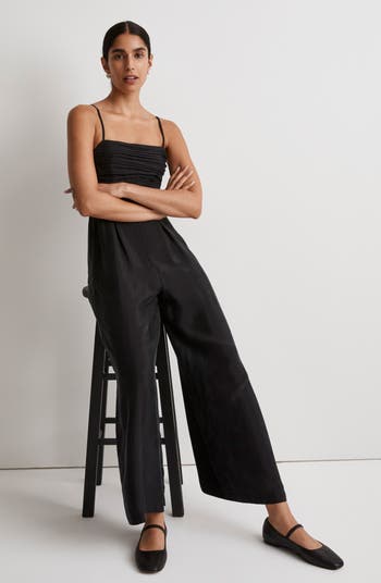 Ruched Crop Straight-Leg Jumpsuit