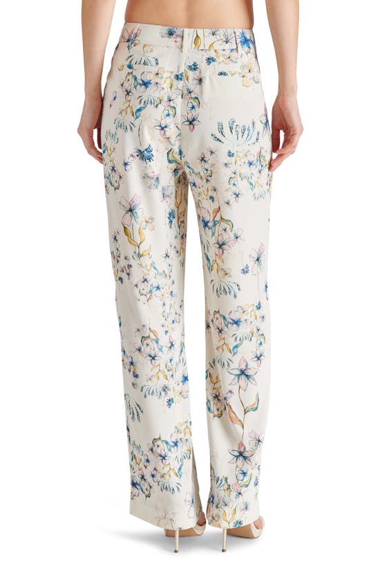 Shop Steve Madden Denia Floral Print Wide Leg Pants In Cream