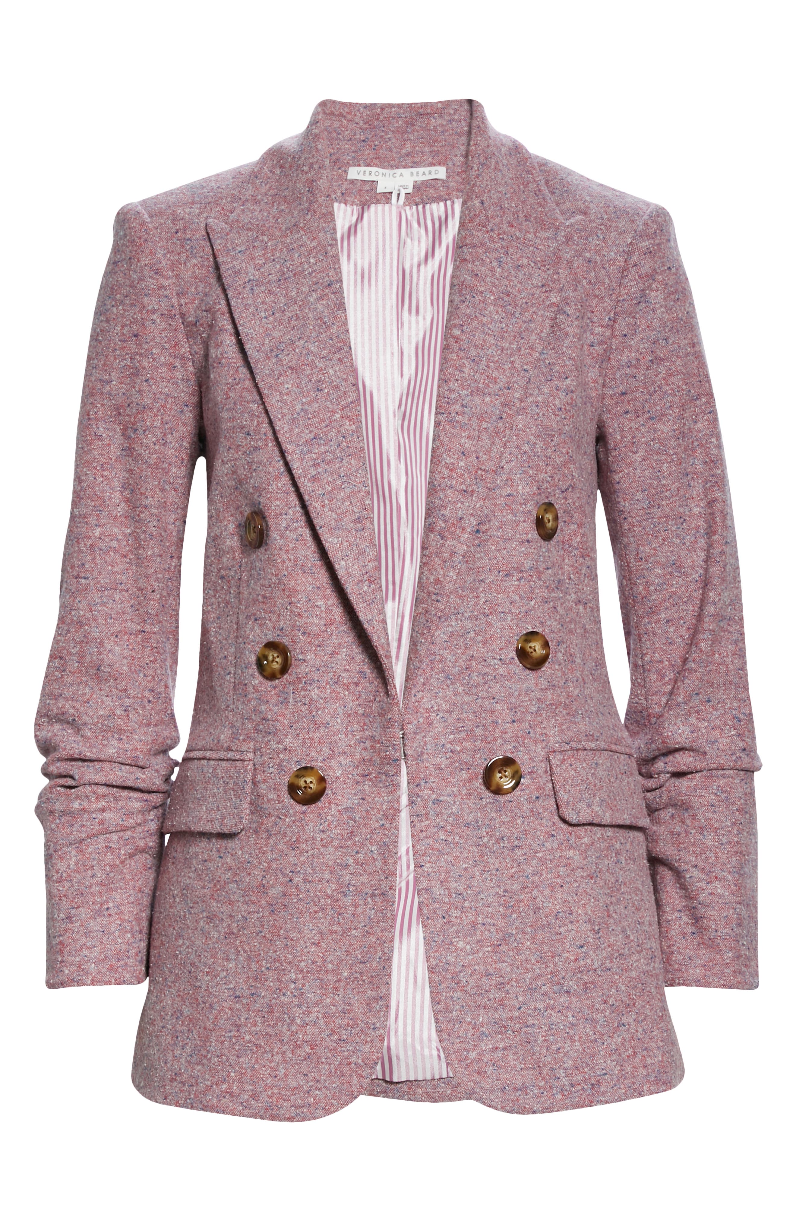 pink blazer white shirt