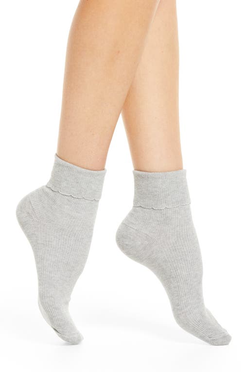 BP. Scallop Edge Anklet Socks in Grey Heather