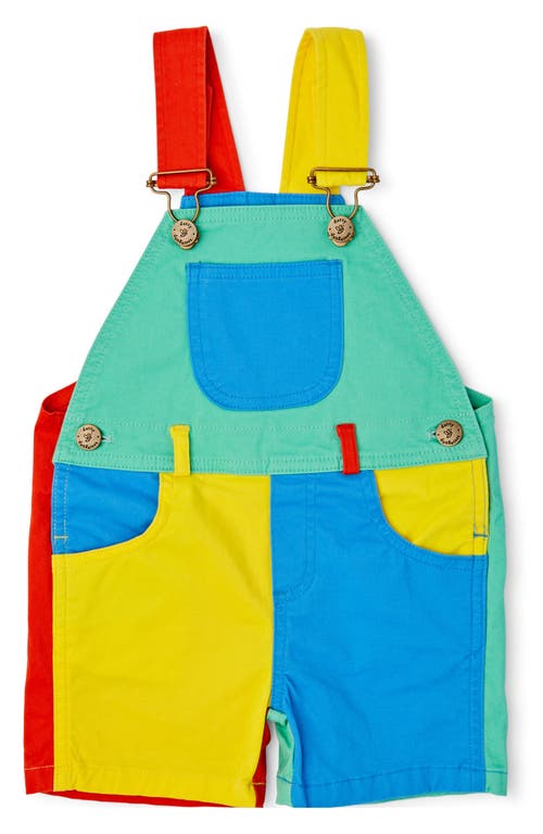 DOTTY DUNGAREES Kids' Stonewash Colorblock Stretch Denim Shortalls Multi at Nordstrom,