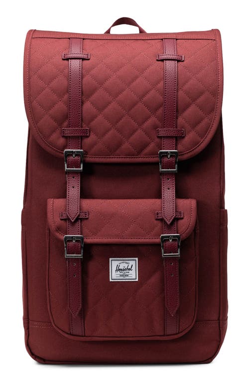 Shop Herschel Supply Co . Little America Backpack In Oxblood Red Quilted