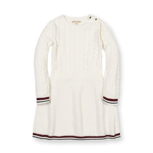 Shop Hope & Henry Girls' Organic Schoolgirl Sweater Dress, Toddler In Soft White Cable Bold Tipping