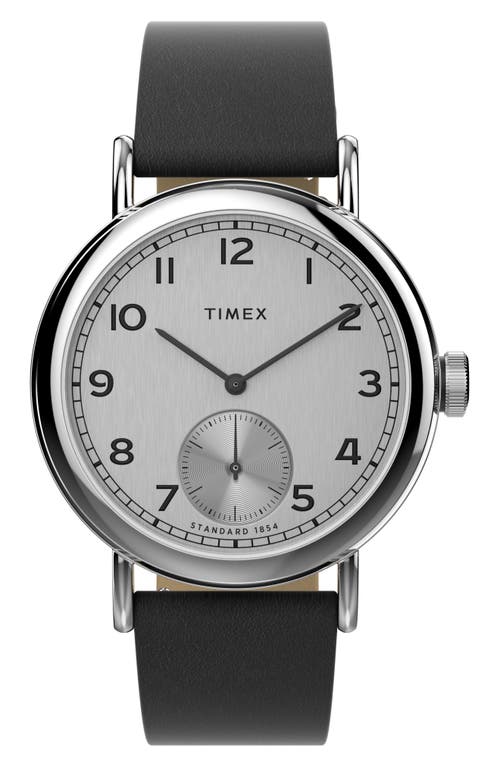 Timex Standard Leather Strap Watch, 40mm in Black at Nordstrom, Size 40 Mm
