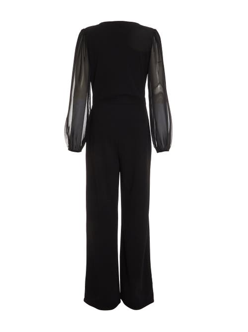 Quiz Chiffon Buckle Palazzo Jumpsuit In Black