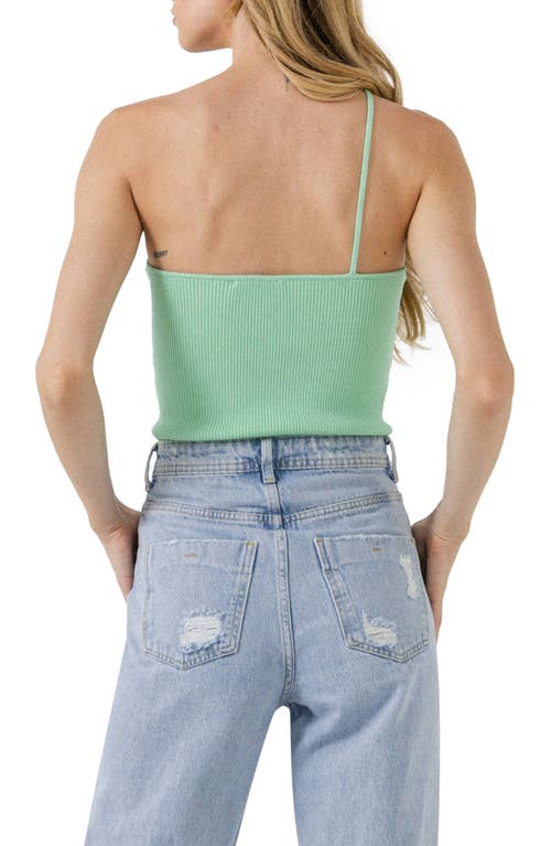 Grey Lab One Shoulder Strap Knit Tank Top In Sage