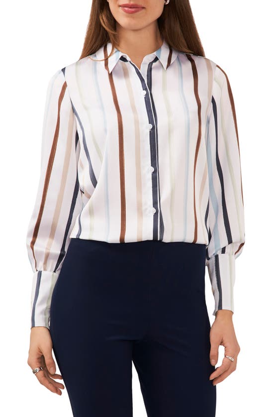 Halogen Button-up Shirt In Seafoam Green/ Ivory