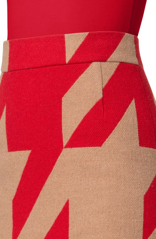 Shop Akris Punto Houndstooth Skirt In Lipstick-caramel