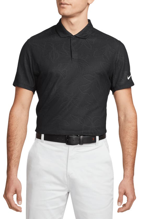 Nike Dri-fit Adv Tiger Woods Golf Polo In Black/ Dark Smoke Grey/ White
