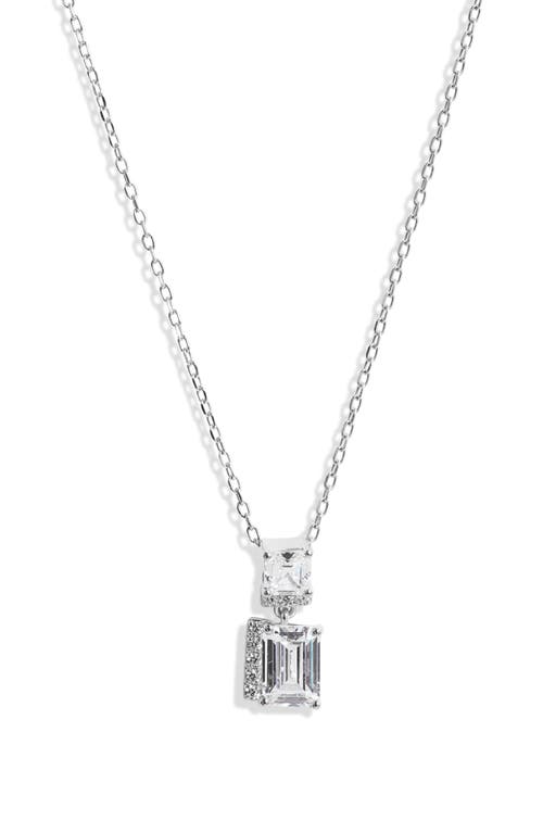 Shop Nordstrom Sterling Silver & Cubic Zirconia Pendant Necklace In Platinum Plated