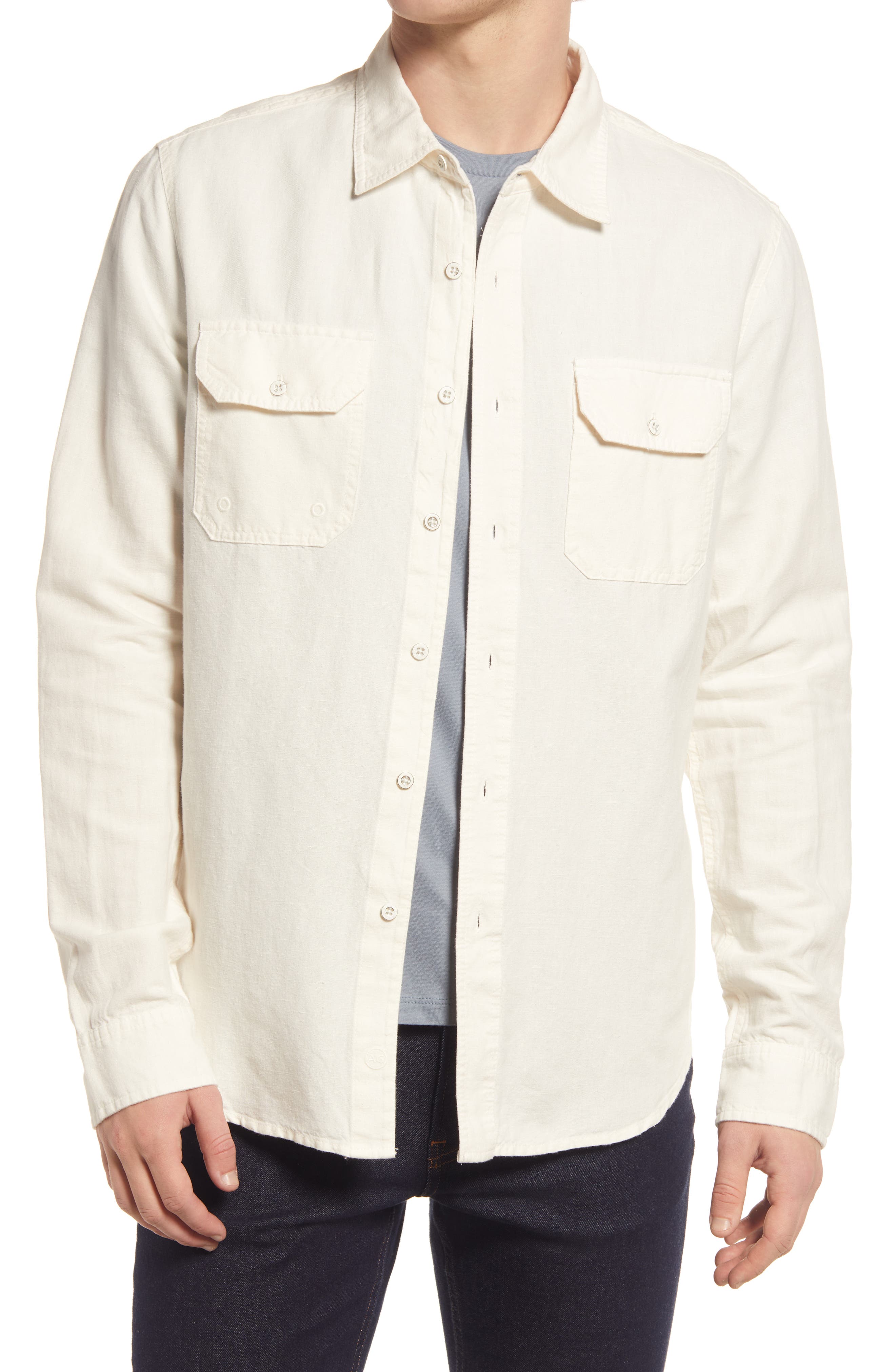 mens off white linen shirt