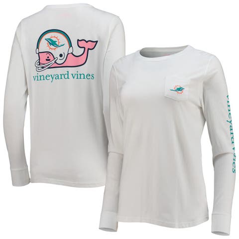 Women's Vineyard Vines White Miami Dolphins Helmet Long Sleeve T-Shirt