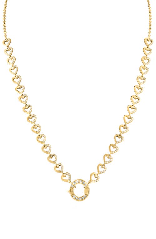 Shop Eden Presley Tiny Diamond Heart Necklace In Yellow Gold/diamond