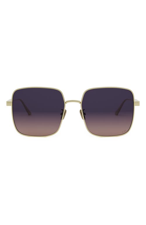 Cannage S1U 59mm Square Sunglasses in Gold/Gradient Violet Pink