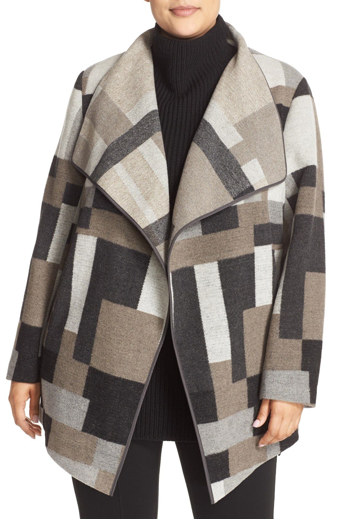 French Connection Geometric Print Blanket Coat (Plus Size) Nordstrom