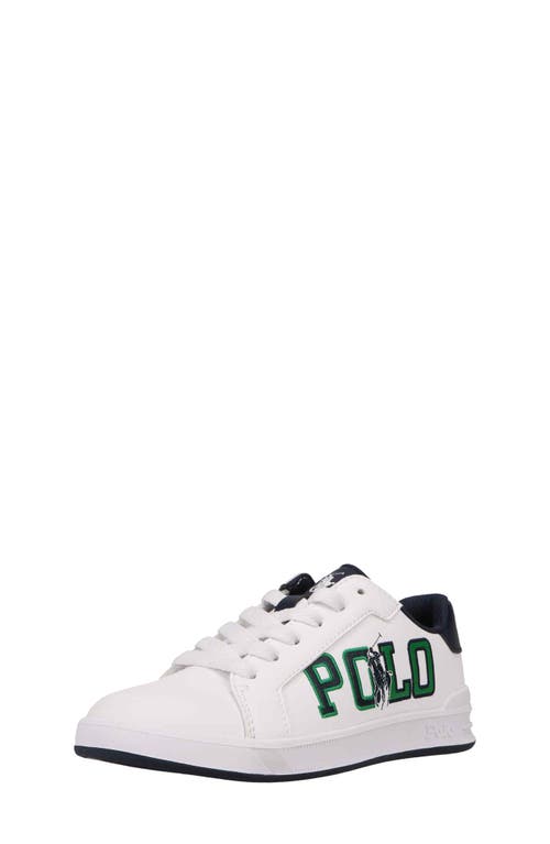 Polo Ralph Lauren Kids' Heritage Court Iii Low Top Sneaker In White/navy/green