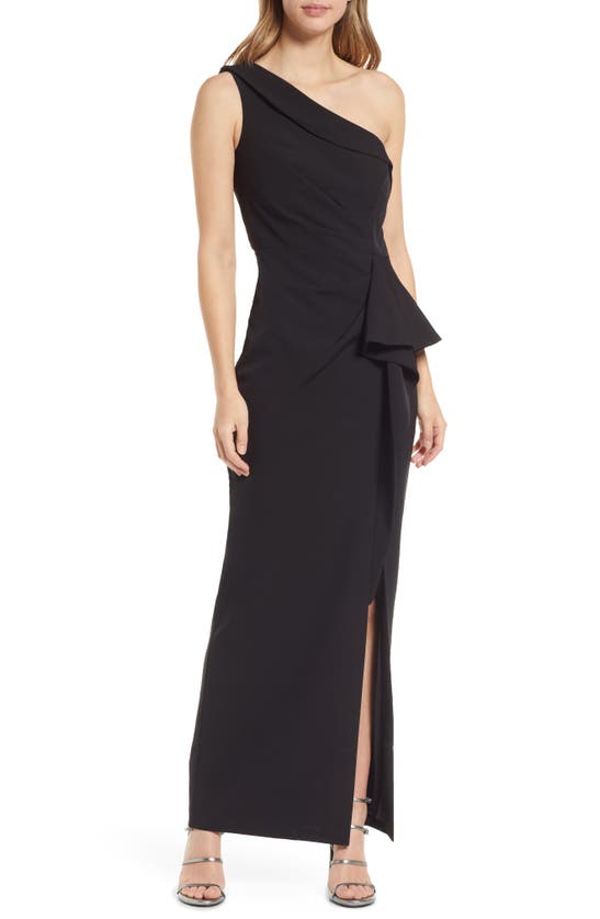 Vince Camuto One-shoulder Ruffle Gown In Black | ModeSens
