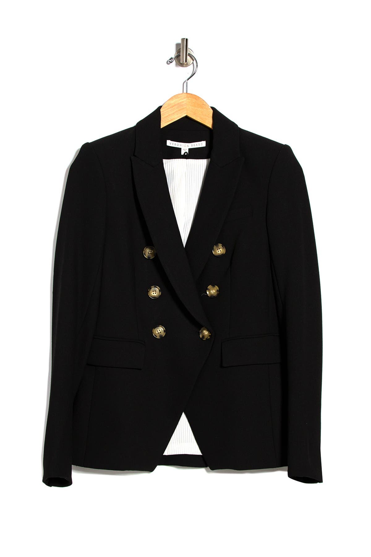 Veronica Beard Miller Dickey Double-breasted Grain De Poudre Blazer In Black