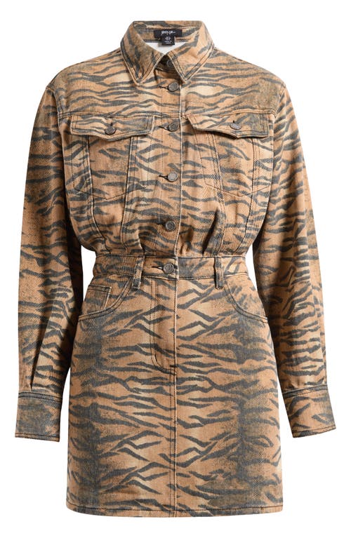 Shop Nasty Gal Tiger Print Long Sleeve Denim Shirtdress In Animal