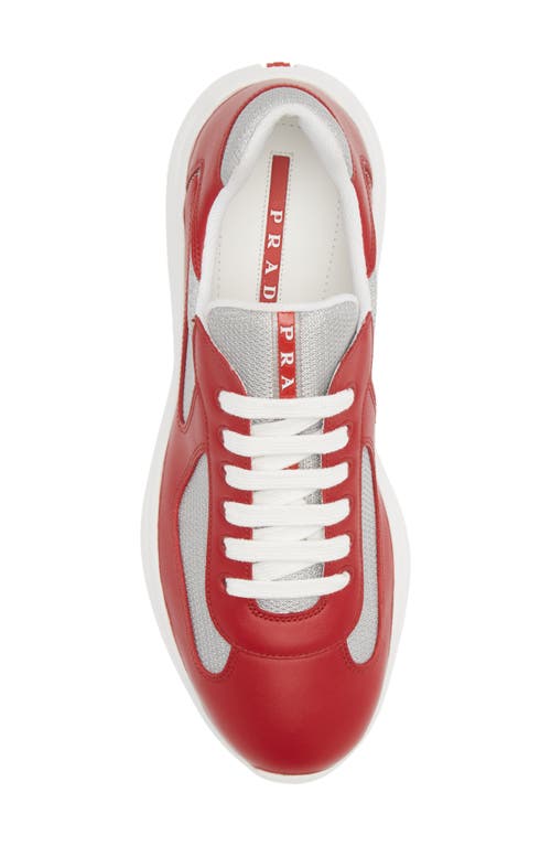 Shop Prada America's Cup Sneaker In Scarlatto/argento