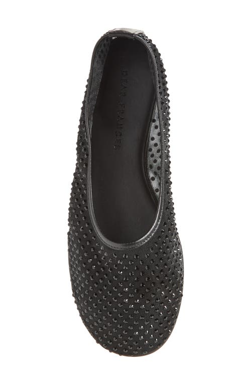Shop Dear Frances Ball Crystal Embellished Mesh Flat In Black