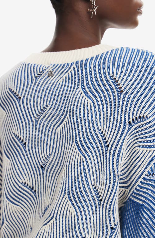Desigual Two-tone Knit Sweater In Blue
