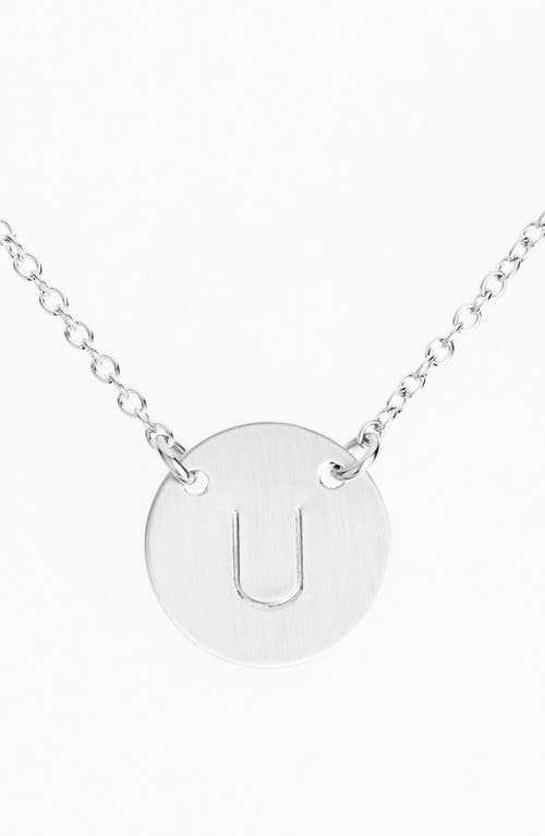 Sterling Silver Initial Disc Necklace in Sterling Silver U