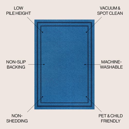 Jonathan Y Sloane Classic 2-stripe Border Washable Area Rug In Navt/dark Blue