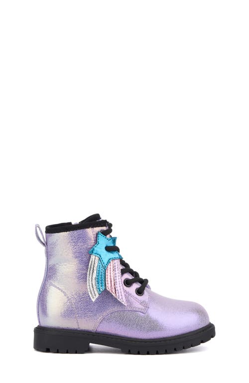 Shop Olivia Miller Kids' Crystal Sky Metallic Combat Boot In Purple