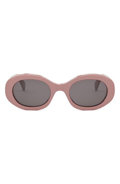 CELINE Triomphe 52mm Oval Sunglasses in Shiny Pink /Smoke at Nordstrom