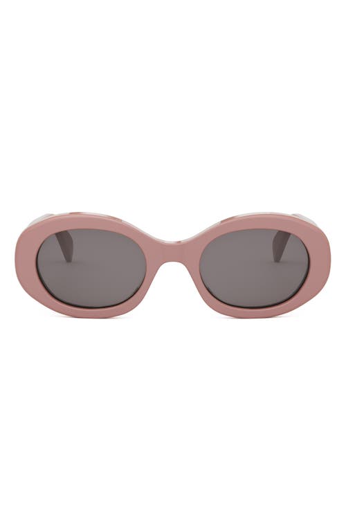 Shop Celine Triomphe 52mm Oval Sunglasses In Shiny Pink/smoke