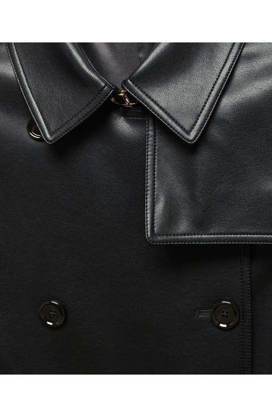 Shop Mango Polanapu Faux Leather Trench Coat In Black