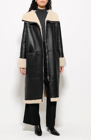 TOTEME Signature Lambskin & Shearling Coat