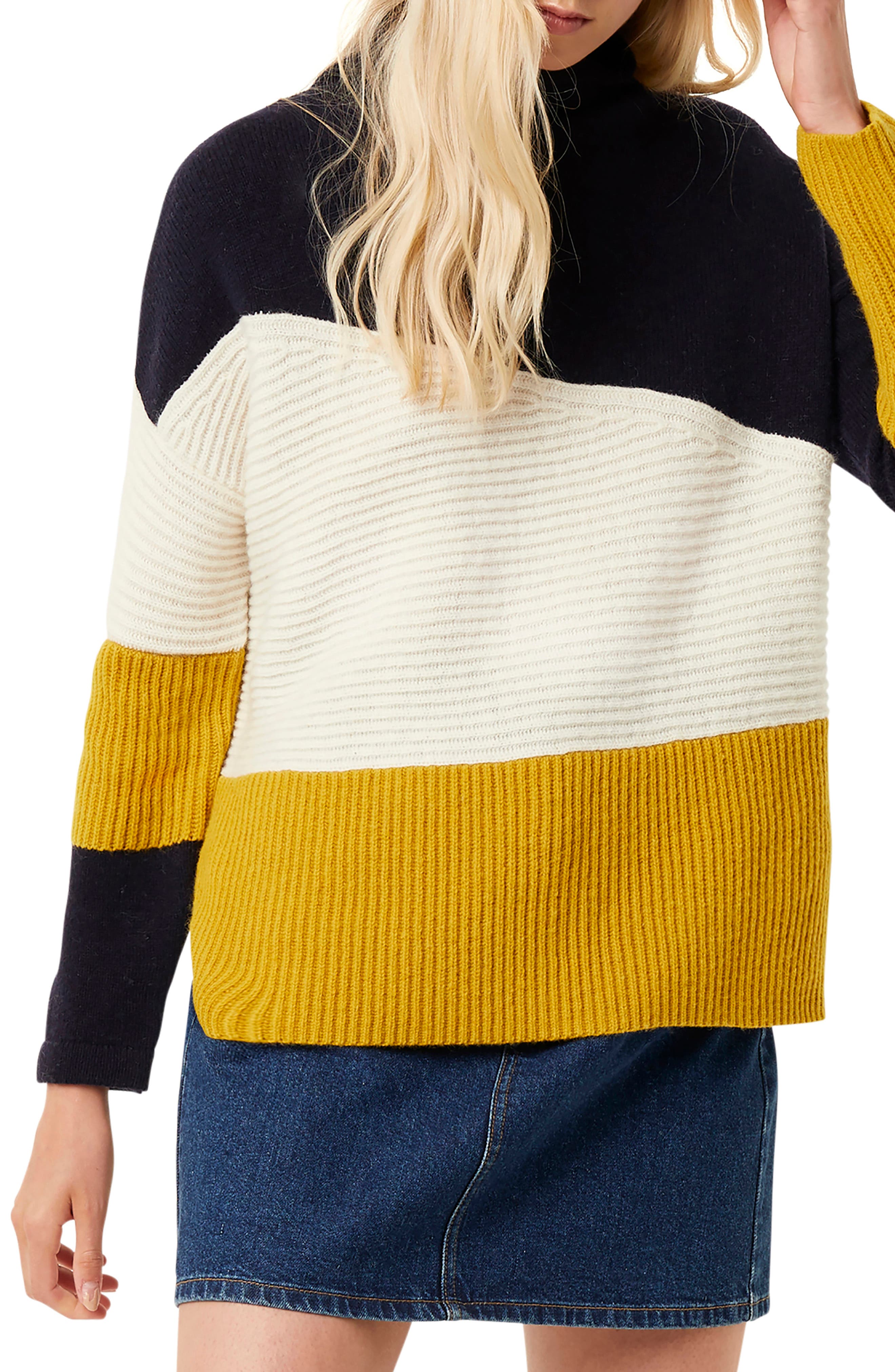 French Connection Womens Patchwork Multi Color Sweater