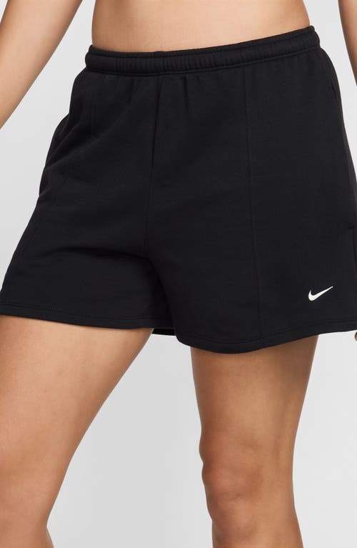 Shop Nike Chill High Waist French Terry Shorts In Black/sail